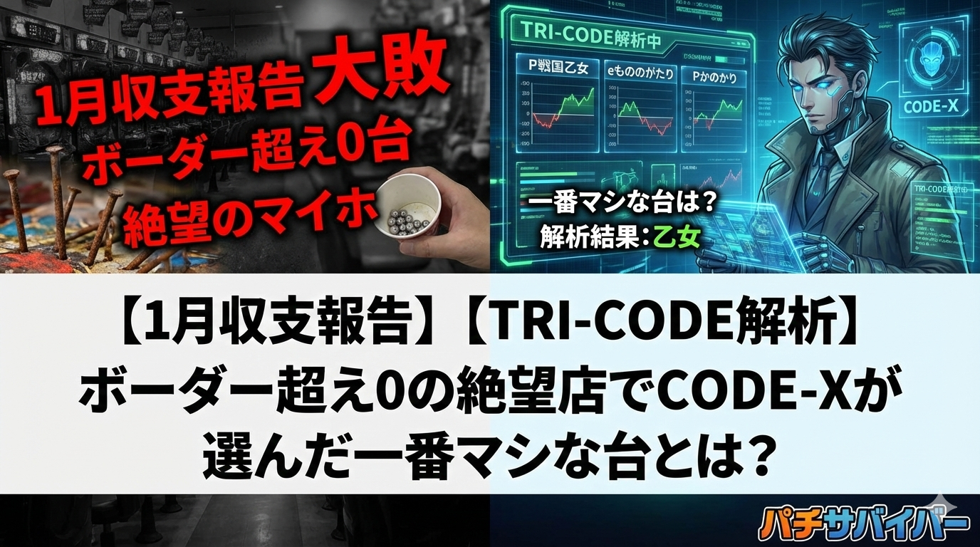 【1月収支報告】【TRI-CODE解析】ボーダー超え0の絶望店で「CODE-X」が選んだ一番マシな台とは？